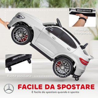 Coche Eléctrico para Niños 12V Mercedes-Benz AMG GLC63S COUPE, Coche Eléctrico para Niños de 3-5 Años, Velocidad 3-5Km/H, Con Cinturón de Seguridad, Control Remoto y USB para Música MP3, Blanco