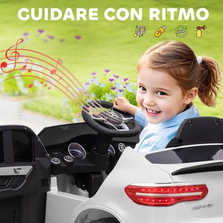 Coche Eléctrico para Niños 12V Mercedes-Benz AMG GLC63S COUPE, Coche Eléctrico para Niños de 3-5 Años, Velocidad 3-5Km/H, Con Cinturón de Seguridad, Control Remoto y USB para Música MP3, Blanco