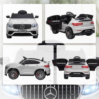 Coche Eléctrico para Niños 12V Mercedes-Benz AMG GLC63S COUPE, Coche Eléctrico para Niños de 3-5 Años, Velocidad 3-5Km/H, Con Cinturón de Seguridad, Control Remoto y USB para Música MP3, Blanco