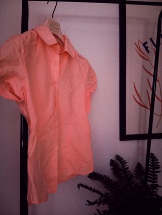 Camisa rosa manga corta mujer