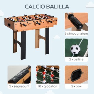 Mesa Multijuego 4 en 1 Con Futbolín, Billar, Ping Pong Y Hockey De Mesa, Mesa De Juego Con Accesorios, en Madera MDF, Madera Natural Y Negra
