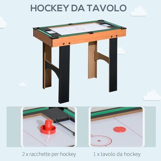 Mesa Multijuego 4 en 1 Con Futbolín, Billar, Ping Pong Y Hockey De Mesa, Mesa De Juego Con Accesorios, en Madera MDF, Madera Natural Y Negra