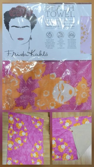 Bolso rafia Frida Kahlo,Toalla Pareo, gorro regalo