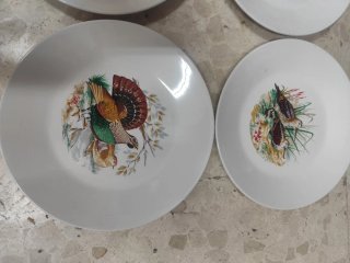 6 Piatti Antichi Vintage Caccia agli Uccelli