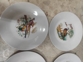 6 Piatti Antichi Vintage Caccia agli Uccelli