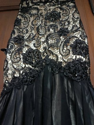 Vestido De Fiesta Largo De Pronovias Negro Encaje.