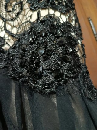 Vestido De Fiesta Largo De Pronovias Negro Encaje.