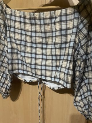 Camisa Zara cuadros beige y azul