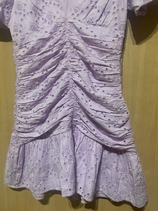Vestido Zara Lila Brocado Volantes