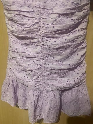 Vestido Zara Lila Brocado Volantes