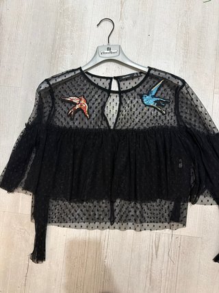 Blusa Bershka Transparente Negra