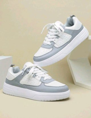 Zapatillas casuales blanco y gris Talla 44