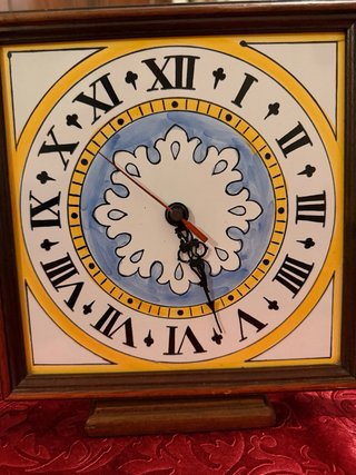 Reloj Azulejo Italiano Enmarcado Años 60