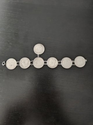 Pulsera monedas de plata 1870-1902