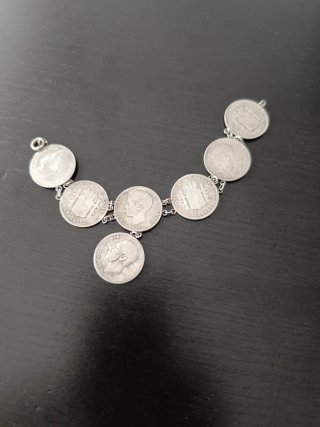 Pulsera monedas de plata 1870-1902