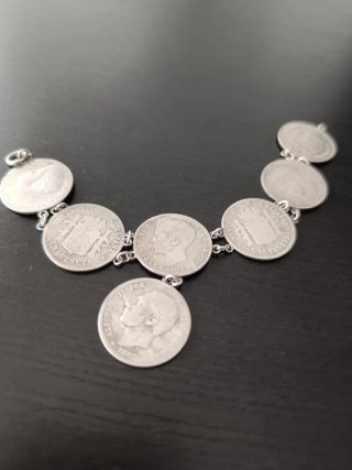 Pulsera monedas de plata 1870-1902