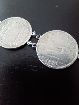Pulsera monedas de plata 1870-1902