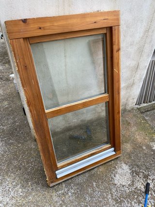 Ventana madera climalit abatible con marco