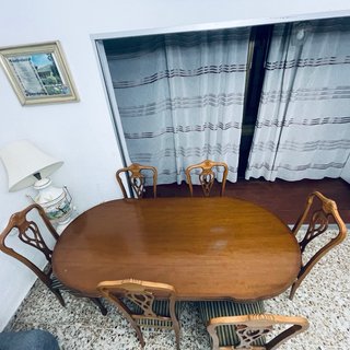 Mesa comedor extensible madera y tela
