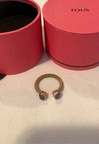 Anillo Tous ajustable oro y amatista