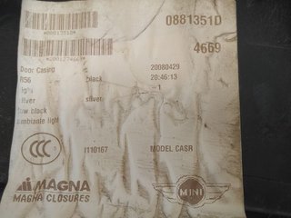 BMW MINI (R56) 1.6 16V Diesel CAT GUARNECIDO PUERTA DELANTERA DERECHA