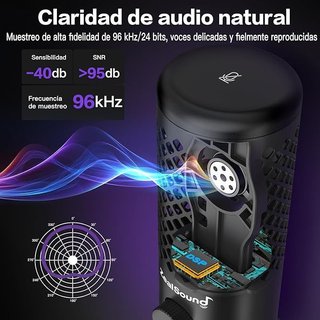 ZealSound BD2 micrófono USB 96kHz RGB metálico