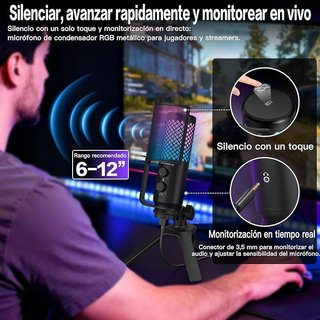 ZealSound BD2 micrófono USB 96kHz RGB metálico