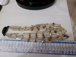 Collana vintage multifilo beige e panna