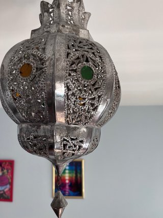 Farol colgante metálico plateado