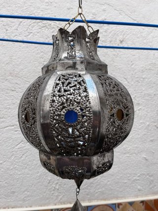 Farol colgante metálico plateado