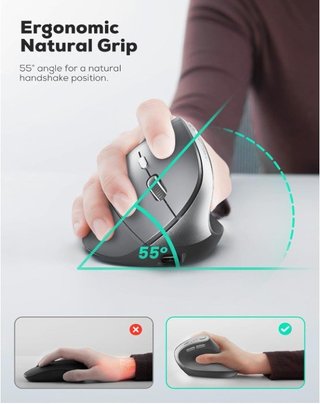 Nulea MD280 Ratón Vertical Bluetooth y 2.4G