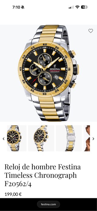 Reloj Festina Cronógrafo Negro y Dorado