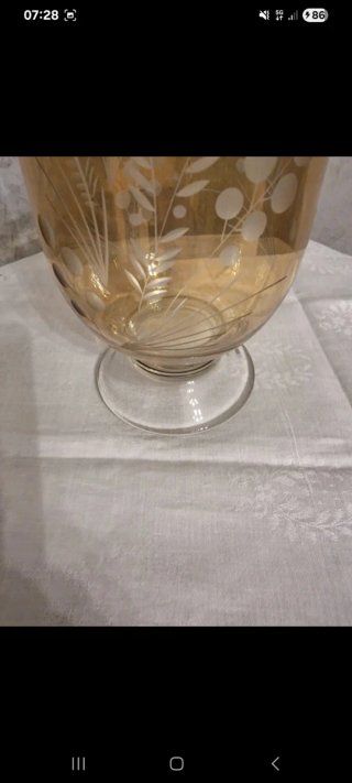 Vaso vetro dorato decorato
