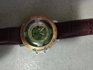 Orologio automatico scheletrato oro e marrone