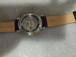 Orologio automatico scheletrato oro e marrone