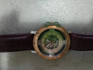 Orologio automatico scheletrato oro e marrone