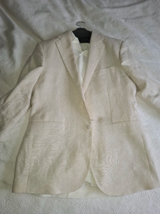 Chaqueta de lino hombre beige