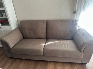 Sofá de tela beige/marrón