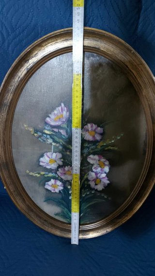 Coppia Quadri Floreali Ovale Dorato