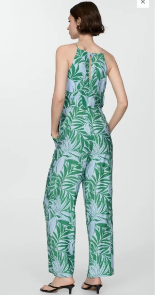 Mono Mango estampado hojas verde y azul, Nuevo
