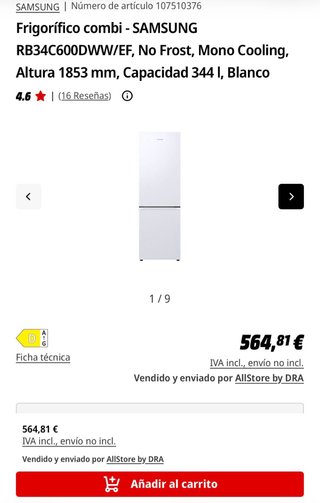 Frigorífico Samsung No Frost – Muy buen estado