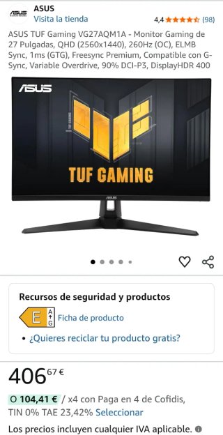 Monitor ASUS TUF VG27AQM1A 27" 2K 240Hz