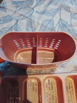 Organizador cubiertos rosa plástico