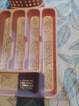 Organizador cubiertos rosa plástico
