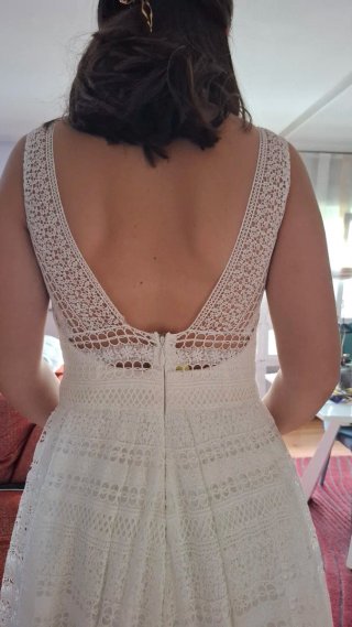 Vestido de Novia Talla 38 Encaje con Can can