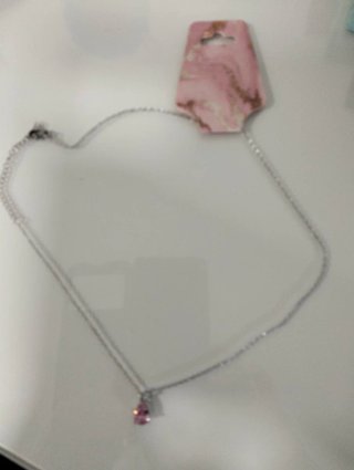 Gargantilla acero inoxidable con colgante rosa