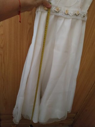 Vestido comunión blanco  crudo talla 6