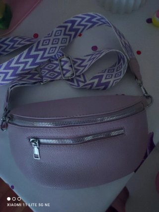 Bolso bandolera morado y rosa