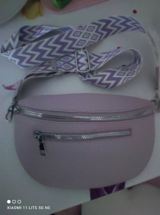 Bolso bandolera morado y rosa