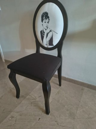 Silla Vintage Audrey Hepburn Tela Negra